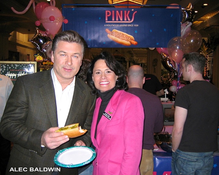 Alex Baldwin with Gloria and Beverly Pink at Pink's Hot Dogs