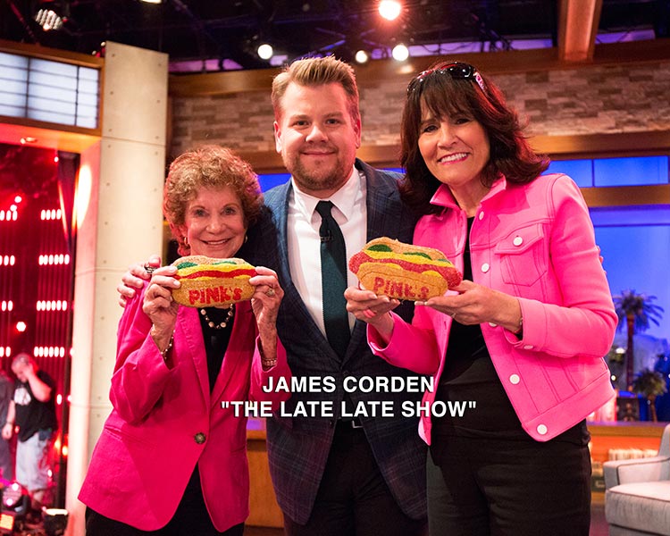 James Corden with Gloria and Beverly Pink