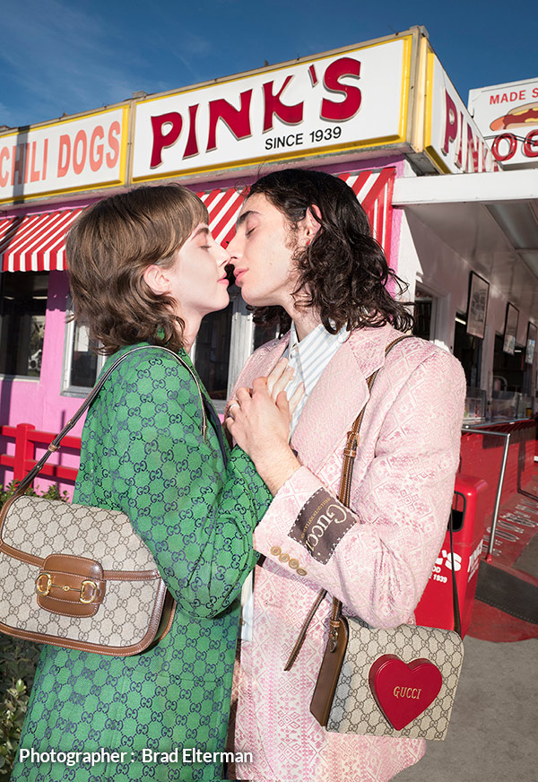 Two people embracing for a Gucci Valentine’s day commercial photo
